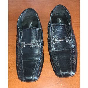 Bonafini Shoes Youth Sz. 4.5 Boy's Bicycle Toe Black Leather Buckle Goth Loafers